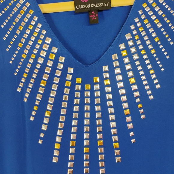 Embellished Blue Maxi Sundress with V-Neck - Picture 2 of 7